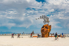 Flybrary giant head art installation 2019 Burning Man 