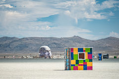 giant head art installation on playa at Black Rock City 2019 Burning Man 