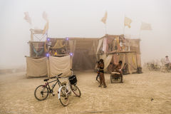 Burning Man dust storm on Black Rock City playa 