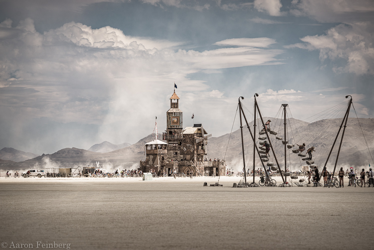 Stone 27 and the Folly art installations on playa at Black Rock City 2019 Burning Man 